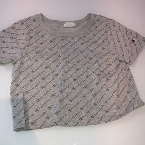 Cropped grey Champion top.